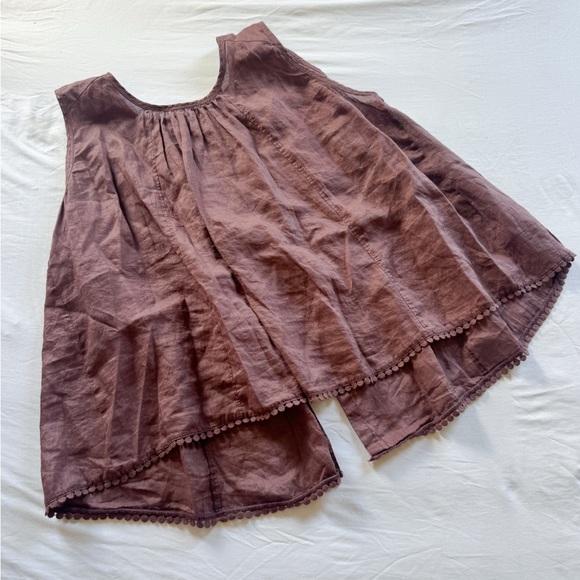Women's Zara Boho Linen Blend Sleeveless Brown Top size M - Picture 2 of 5
